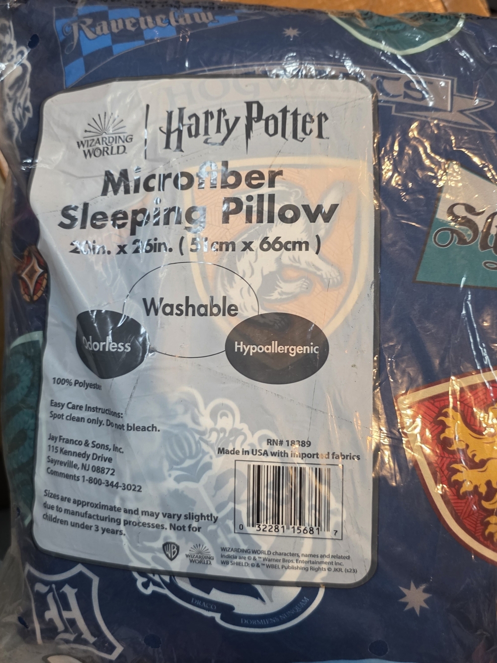 Warner Bros. Harry Potter Ravenclaw Microfiber Sleeping Pillow - Navy Blue